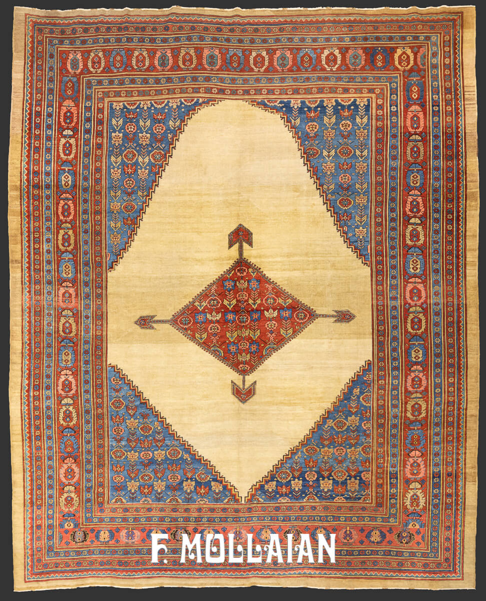 Medallion with Beige Wool open-field Antique Bakhshayesh Carpet n°:68786141